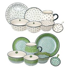 파뷔에 폴 그린 화이트 식기 홈세트 14p, 혼합색상, 식기 7종, 1세트 주방용품/그릇/홈세트 반품 최저가 110,880원