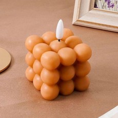 레오빈스 LED 큐브 예쁜 양초 파스텔 버블 오브제 캔들 티라이트 무드등 촛대, 브라운 홈인테리어/조명/스탠드 반품 최저가 4,960원