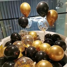 팡파티 파티풍선 + 공기주입기, 블랙 앤 골드, 50개 출산/유아동/출산준비물/선물 반품 최저가 4,920원