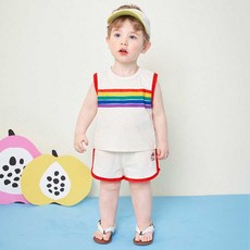 몰리멜리 유아용 통기성 뉴샤인무지개 민소매 상하복 세트 출산/유아동/유아동패션 반품 최저가 10,680원