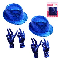 파티쇼 파티 스팡클 장갑 블루 양손착용 2p + 반짝이 신사모자 블루 2p, 1세트 문구/오피스/파티/이벤트 반품 최저가 16,300원