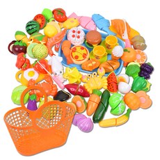 피크닉 패스트푸드 과일 야채 56종 소꿉놀이 세트 + 시장바구니, 혼합색상, 1세트 완구_취미/역할놀이 반품 최저가 29,750원