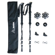 레미녹스 초경량 듀랄루민 7075 등산스틱 2p + 보조 액세서리 + 파우치 세트, 블랙, 1세트 스포츠_레저/등산/아웃도어 반품 최저가 28,750원