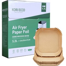 코리에코 에어프라이어 종이호일 브라운 사각 박스형, 20cm, 90개입, 1개 주방용품/일회용품/종이컵 반품 최저가 10,100원