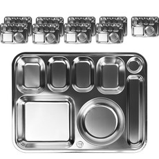 세신유엔씨 스텐 단체 학교급식 업소용 5찬식판 세트, 실버, 10개 주방용품/그릇/홈세트 반품 최저가 51,080원