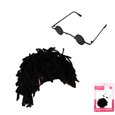 파티쇼 레게 가발 + 레트로 미니안경세트, 블랙(가발), 올블랙(안경), 1세트 문구/오피스/파티/이벤트 반품 최저가 15,520원