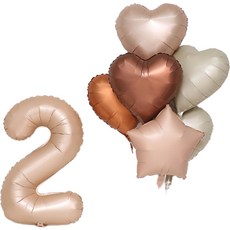 피앤비유니티 브라운 숫자 2 풍선 + 하트 별 풍선 6종 세트, 베이지, 1세트 출산/유아동/출산준비물/선물 반품 최저가 3,240원