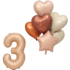 피앤비유니티 브라운 숫자 3 풍선 + 하트 별 풍선 6종 세트, 베이지, 1세트 문구/오피스/파티/이벤트 반품 최저가 2,610원