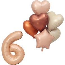 피앤비유니티 브라운 숫자 6 풍선 + 하트 별 풍선 6종 세트, 베이지, 1세트 문구/오피스/파티/이벤트 반품 최저가 3,190원