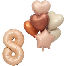 피앤비유니티 브라운 숫자 8 풍선 + 하트 별 풍선 6종 세트, 베이지, 1세트 문구/오피스/파티/이벤트 반품 최저가 3,190원
