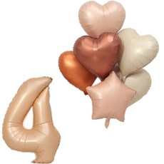 피앤비유니티 브라운 숫자 4 풍선 + 하트 별 풍선 6종 세트, 베이지, 1세트 문구/오피스/파티/이벤트 반품 최저가 4,580원