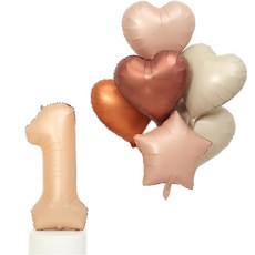피앤비유니티 브라운 숫자 1 풍선 + 하트 별 풍선 6종 세트, 베이지, 1세트 문구/오피스/파티/이벤트 반품 최저가 5,800원