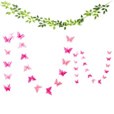 파티쇼 나비가랜드 대형 2p + 유칼립투스 나뭇잎 가랜드 타원잎 1.8m 세트, 핑크(가랜드), 1세트 문구/오피스/파티/이벤트 반품 최저가 6,890원