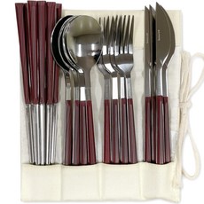 캠핑 커트러리 퀴드노비 1979 스푼 4p + 포크 4p + 나이프 4p + 젓가락 4쌍 + 전용 파우치 4인 세트, 마호가니, 1세트 스포츠/레저/캠핑전문관 반품 최저가 14,020원