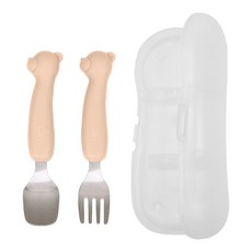 티지엠 국산 휴대용 곰돌이 실리콘 쁘띠 스텐 스푼 + 포크 + 케이스 세트, 샌드베이지, 1세트 출산/유아동/이유용품/유아식기 반품 최저가 7,860원