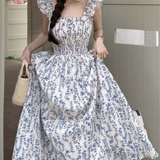 더시럽 여성용 블루 허브 셔링밴딩 비치웨어 원피스 패션의류/잡화/여성패션 반품 최저가 15,620원