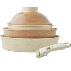 모도리 인덕션 아롱 소담쿡웨어 냄비 프라이팬 세트 5개, 믹스브라운, 소스냄비 뚜껑 + 소스냄비 18cm + 전골냄비 22cm + 프라이팬 24cm + 멀티핸들, 1세트 주방용품/냄비/프라이팬 반품 최저가 111,160원