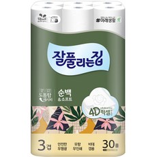 잘풀리는집 순백&소프트 3겹 고급롤화장지, 28m, 30롤, 1개 생활용품/화장지/물티슈 반품 최저가 13,370원