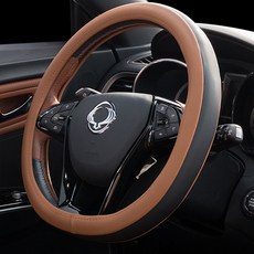 차량용 가죽 투톤 핸들커버, 브릭브라운 + 블랙 자동차용품/인테리어 반품 최저가 14,800원