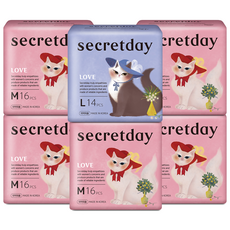 시크릿데이 러브 울트라 슬림 중형 생리대 날개형 16p x 5개 + 대형 14p, 1세트 생활용품/일반생리대 반품 최저가 18,520원