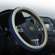 CHAMOA 프리미엄 자동차 핸들커버 투톤 가죽 순정형, 네이비블루 + 코튼베이지 자동차용품/인테리어 반품 최저가 17,190원