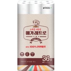 미래생활 메가레트로 3겹 천연펄프 화장지 27m, 36개입, 1개 생활용품/화장지/물티슈 반품 최저가 18,270원