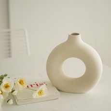 플라우스302 도넛링 샌드 도자기 화병 오브제, 베이지 완구/취미/수집품 반품 최저가 13,010원