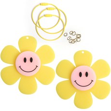 브랜드얀 아크릴참 무광 스마일꽃 2p + 와이어링 3p + 오링 10p 세트, 옐로우 + 옐로우, 1세트 홈인테리어/수예/수선 반품 최저가 4,120원