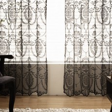 한스데코 샹제리 레이스 커튼 2p + 끈 2p 세트, 블랙 undefined/undefined 반품 최저가 8,690원