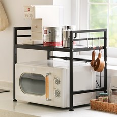 네이쳐리빙 너비 앤 높이 조절 전자레인지 주방 정리 선반, 블랙, 1개 주방용품/주방수납/정리 반품 최저가 20,040원