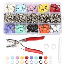 편할궁리 똑딱이 단추 펀치 컬러테두리 50p + 컬러암 50p + 실버암 100p + 실버수1 100p + 실버수2 100p 세트, 혼합색상, 1세트 홈인테리어/수예/수선 반품 최저가 6,550원