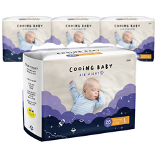쿠잉 밤기저귀 에어나이트 풀잠 팬티기저귀 대형 26매 4팩, 대형(L) undefined/undefined 반품 최저가 29,600원