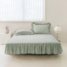 더자리 보니타 숏프릴 스커트 침대 패드 고정밴드형, 밀키카키 홈인테리어/침구 반품 최저가 14,425원