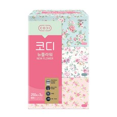 코디 뉴플라워 천연펄프 미용티슈 2겹, 250매, 3개 생활용품/화장지/물티슈 반품 최저가 5,890원