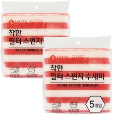 롯데이라이프 착한 필터 스펀지 수세미, 5개입, 2개 주방용품/주방잡화 반품 최저가 6,390원