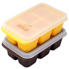 마더스콘 실리콘 아이스 이유식큐브 2p, 옐로우, 브라운, 1개 주방용품/밀폐저장/도시락 반품 최저가 4,290원