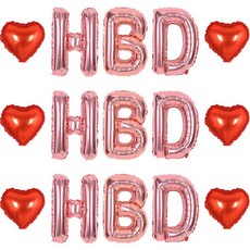 조이파티 알파벳 HBD 은박풍선 소 3종 x 3p + 미니하트 은박풍선 6p 세트, 로즈골드(알파벳 은박풍선), 레드(미니하트 은박풍선), 1세트 출산/유아동/출산준비물/선물 반품 최저가 6,260원