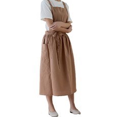 어린이집교사 플로리스트 꽃집 주방 빅사이즈 원피스 롱 모던 클래식 앞치마, 진베이지, 1개 주방용품/주방잡화 반품 최저가 10,440원