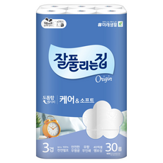 잘풀리는집 케어 앤 소프트 천연펄프 3겹 롤화장지, 27m, 30롤, 1개 생활용품/화장지/물티슈 반품 최저가 15,210원