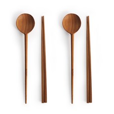 나무공방 티크우드 통원목 피크 2인 수저 세트, 숟가락 2p + 젓가락 2p 주방용품/수저/커트러리 반품 최저가 12,530원
