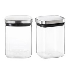 헬로키친 스테인리스 뚜껑 사각 내열유리병, 2개, 1L 주방용품/밀폐저장/도시락 반품 최저가 12,530원