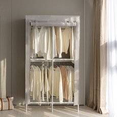 엠에프매직하우스 조립식 커버 옷장 2단 더블 행거 + 고무망치 세트, 화이트그레이 홈인테리어/침실가구 반품 최저가 36,030원