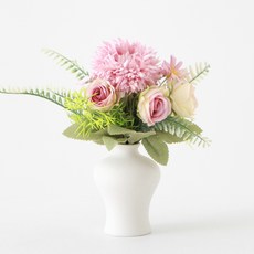 주앤지 조화 납골당 장식 미니 도자기 화병 퐁퐁국화 세트 17 x 27 cm, 핑크, 1세트 홈인테리어/원예/가드닝 반품 최저가 6,950원