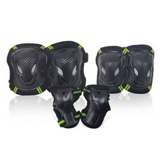 브렌스 다용도 스포츠 자전거 인라인 무릎 2p + 팔꿈치 2p + 손목보호대 2종 세트, 블랙그린, 1세트 스포츠/레저/킥보드/스케이트 반품 최저가 8,200원