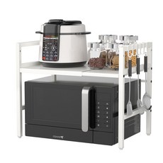 코멧 길이조절 전자레인지 선반 2단 + 후크 6개, 화이트 주방용품/주방수납/정리 반품 최저가 8,050원