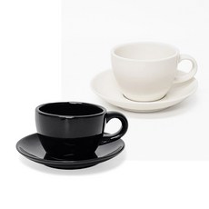 호레카 도자기 커피잔 200ml 2종 + 받침 2종 세트 2호, 화이트, 블랙, 1세트 주방용품/커피잔/찻잔 반품 최저가 16,580원