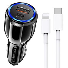 디지지 38W USB / PD 듀얼포트 시거잭 + C타입-애플8핀 고속케이블 1m 세트, 시거잭(블랙), 케이블(화이트), D23-0721 자동차용품/차량용 전자기기 반품 최저가 7,530원