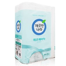 깨끗한나라 에코 베이직 2겹 롤화장지, 1개, 40m 생활용품/화장지/물티슈 반품 최저가 12,120원