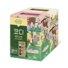 코디 에코그린 각티슈 2겹, 180매, 6개 생활용품/화장지/물티슈 반품 최저가 7,450원