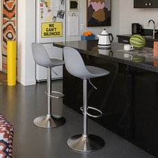 16피스 미드센츄리 발걸이형 홈바의자 2개 세트, 그레이 + 크롬 도금 홈인테리어/주방가구 반품 최저가 59,900원